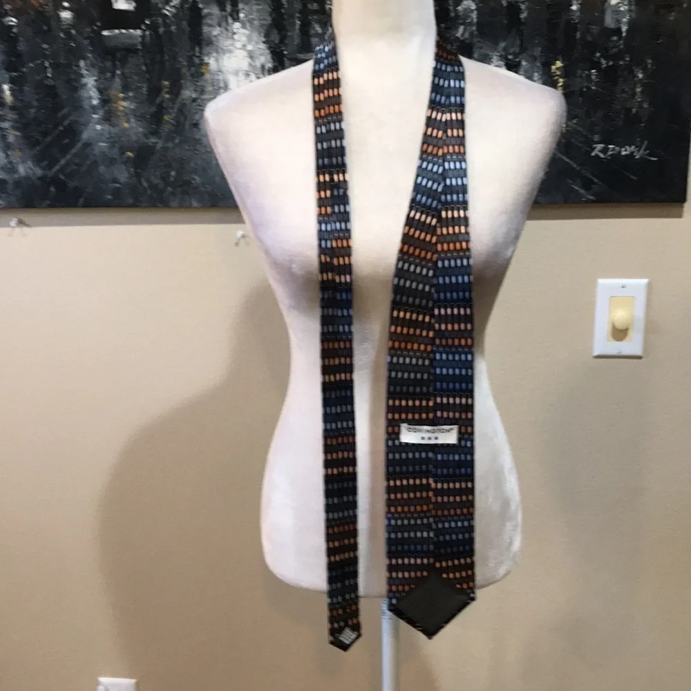 Covington 100% Silk Necktie in Geometric Design Multi Color- 60 Inches